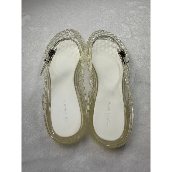 Tory Burch 25SS Mellow Mary Jane Jelly Flat Mule Sandals Size 8 NWOB Clear - Picture 9 of 9